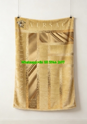Versace Gianni and Donatella Gold Geometric Print Flannel Throw Blanket Luxury Metallic Gold Sofa Cover Blanket IMG_1542